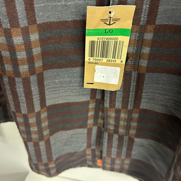 NWT DOCKERS LONG SLEEVES CASUAL FLANNEL PLEATED BUTTONS DOWN SHIRT FITTED IN L - Picture 6 of 7